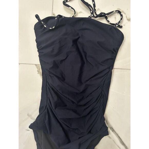 J Crew navy with white polka dot straps size 4 one pice swimsuit - Picture 3 of 4